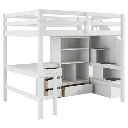 Loft Bed and L Shaped Desk With Storage Drawers