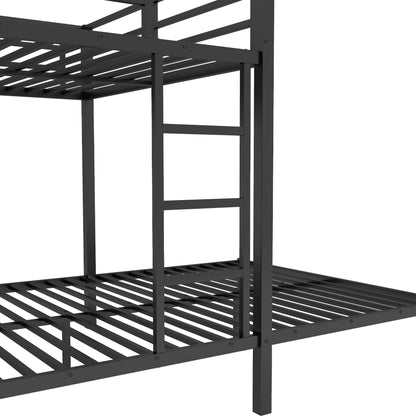 Queen Over Queen Bunk Bed With Desk and Wardrobe