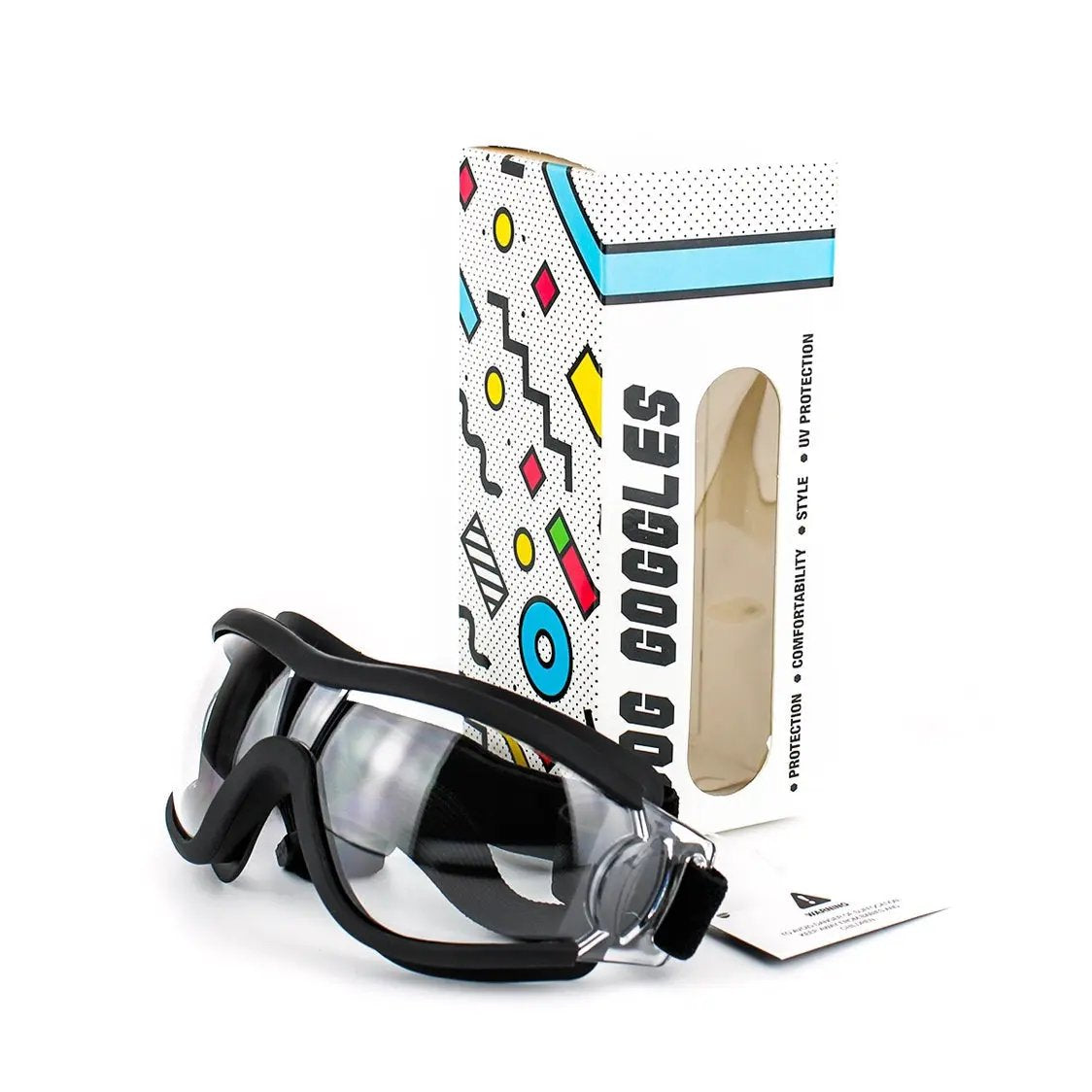 Dog goggles pet sunglasses windproof glasses, black frame clear lenses FLIPSTYLEZLLC on Tampa Home & Garden Store