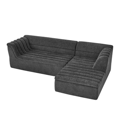 L-shaped sectional sofa with chaise in gray fabric, wave armrests Unique Piece Furniture on Tampa Home & Garden Store