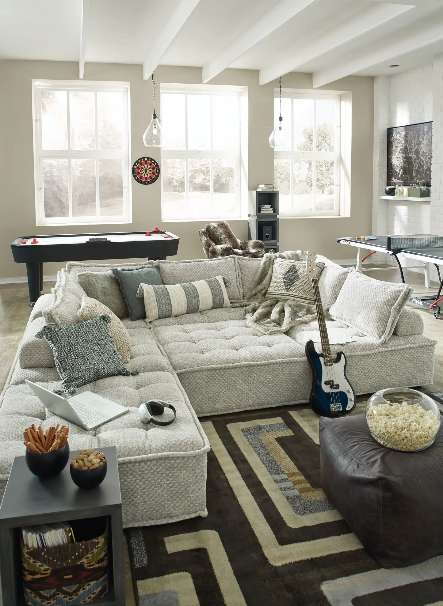 Bales sectional sofa beige fabric, L-shaped with plush cushions by Unique Piece Furniture on Tampa Home & Garden Store