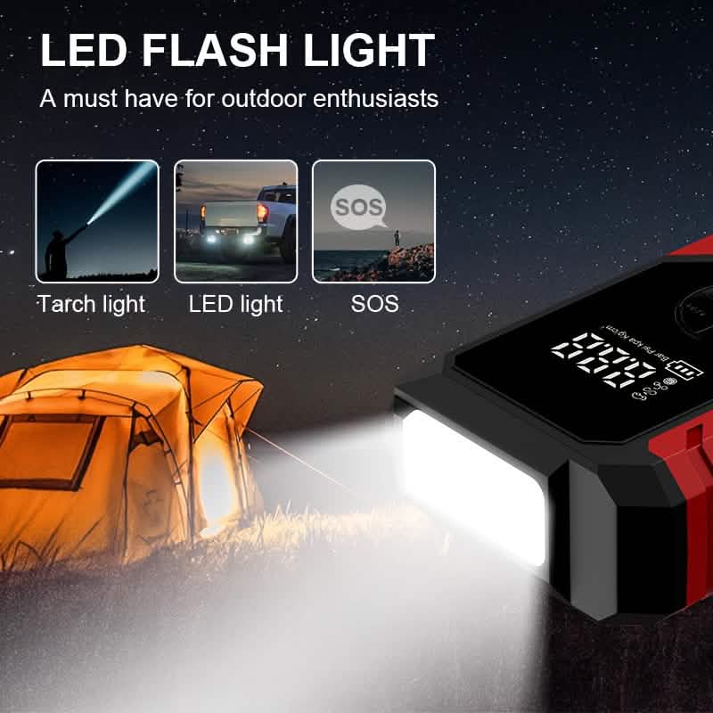 Portable 12V car jump starter with LED display and built-in LED flashlight DailySale on Tampa Home & Garden Store