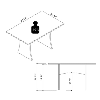Modern dining table with adjustable metal feet in dark gray or white blueprint dimensions on Tampa Home & Garden Store