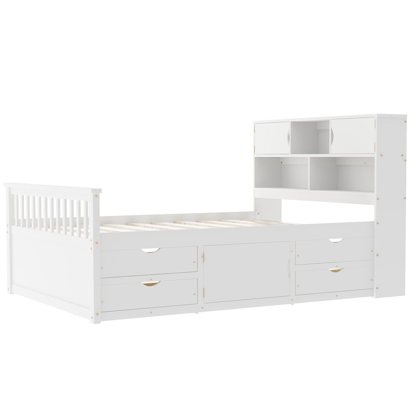 Captain Platform Bed Frame and Bookcase Headboard