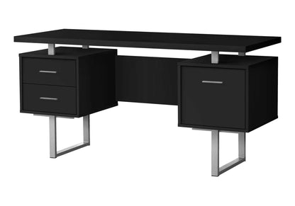 Computer desk black with two drawer pedestals and raised top shelf HouseOfZazla on Tampa Home & Garden Store