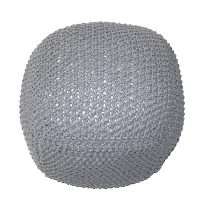 Semi Rounded Pouf, cable knitted in grey, Unique Piece Furniture accent seating on Tampa Home & Garden Store
