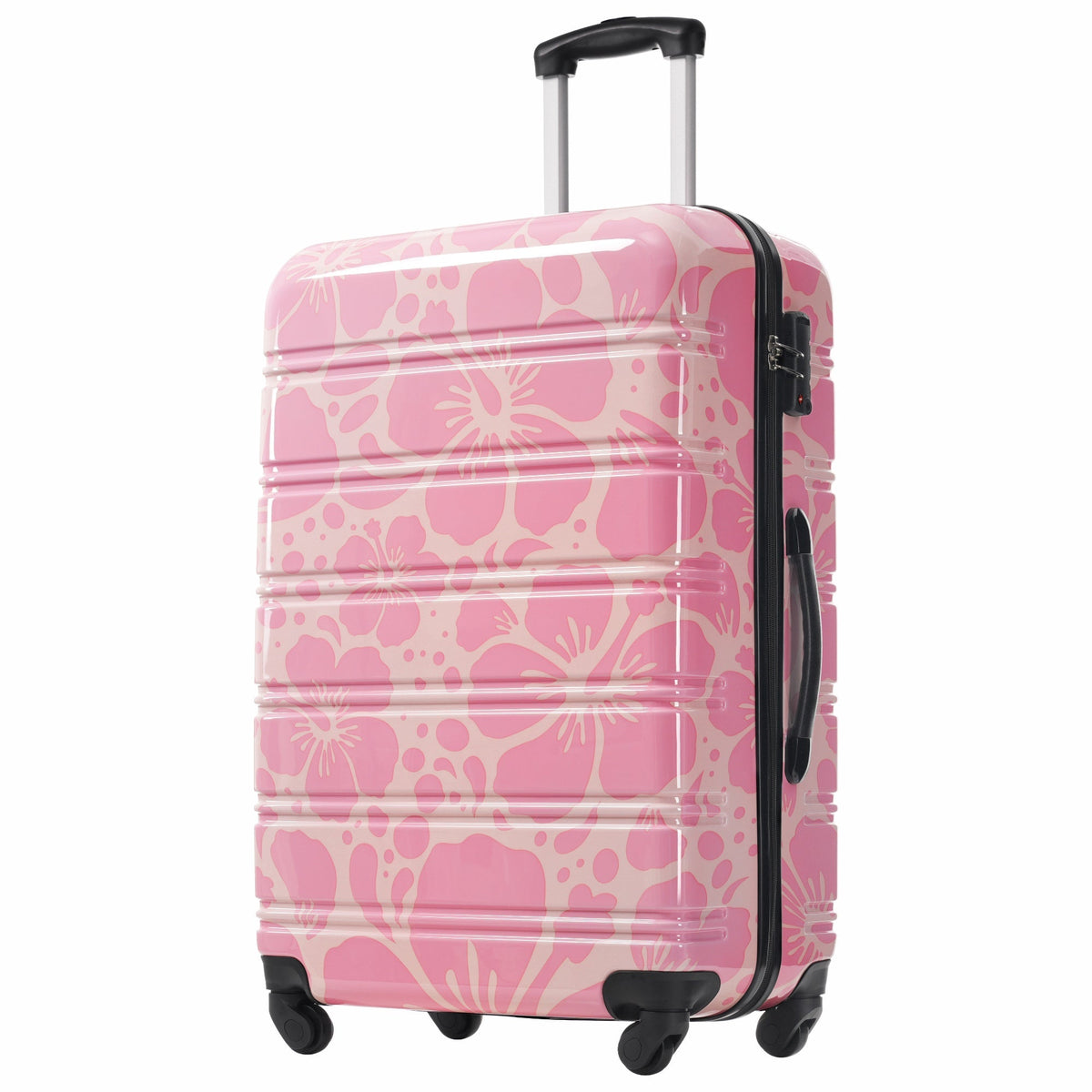 Hardshell Luggage Set 3-Piece by HouseOfZazla pink floral pattern with TSA lock on Tampa Home & Garden Store