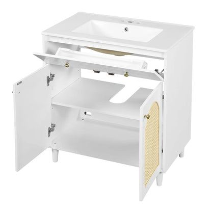 Modern Bathroom Vanity with Sink and Shelf