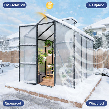 Windproof greenhouse with raised base, black frame and polycarbonate panels by HouseOfZazla on Tampa Home & Garden Store