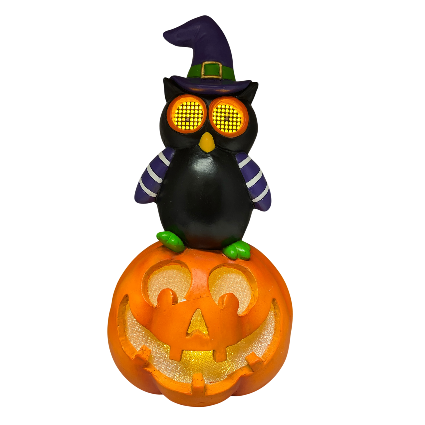Owl On Pumpkin  With Moving Digital Eyes