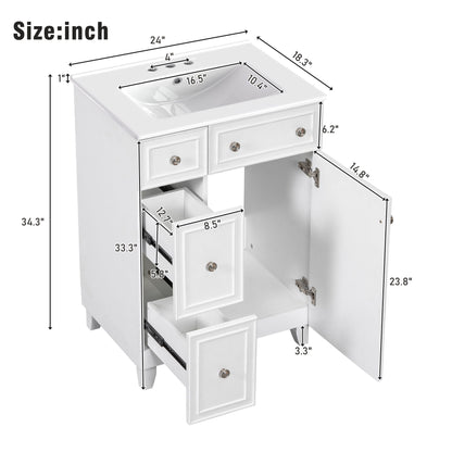 Transitional Bathroom Vanity With Ceramic Sink