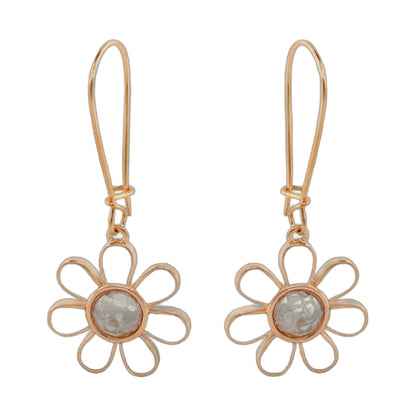 Moon Flower Earrings by Lauren G Adams, rose-gold flower earrings with crystal centers, pair on Tampa Home & Garden Store