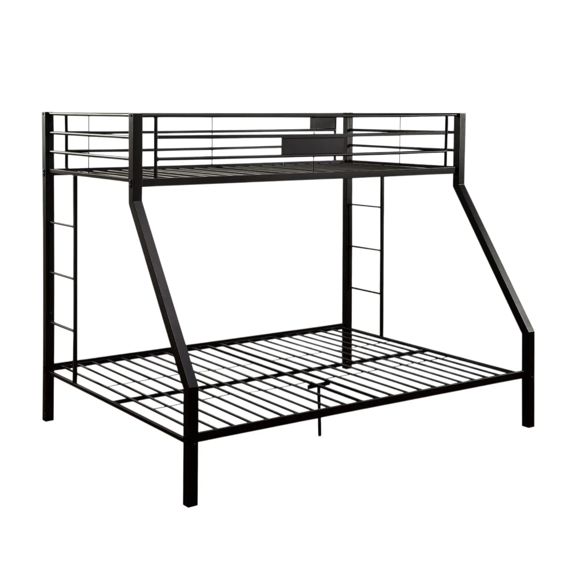 Limbra - Spacious Design Double Bunk Bed frame in black metal with guard rails and ladder on Tampa Home & Garden Store