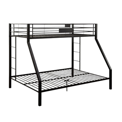 Limbra - Spacious Design Double Bunk Bed frame in black metal with guard rails and ladder on Tampa Home & Garden Store