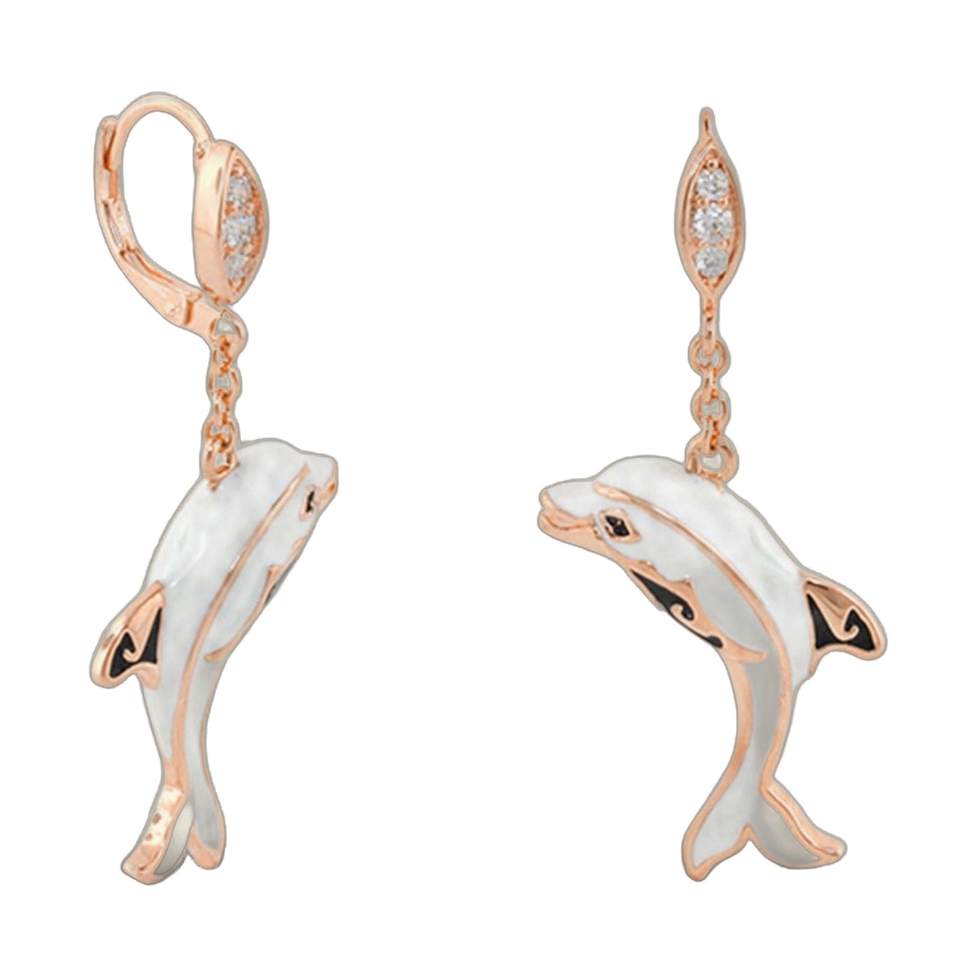 Freedom of the Seas earrings by Lauren G Adams in rose gold with diamond accents and white pearl drops on Tampa Home & Garden Store