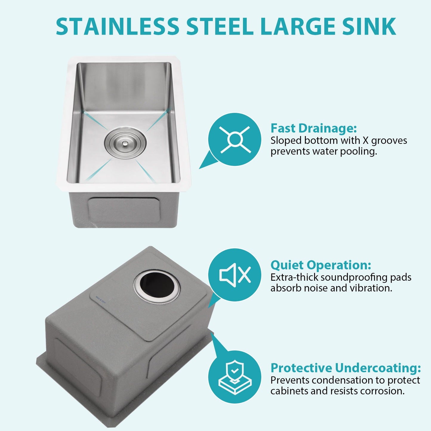 Stainless Steel Sink and Deep Single Bowl Basin