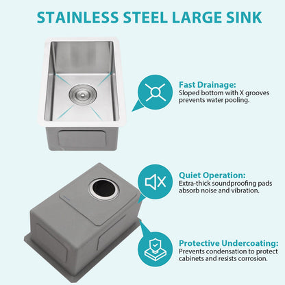 Stainless Steel Sink and Deep Single Bowl Basin