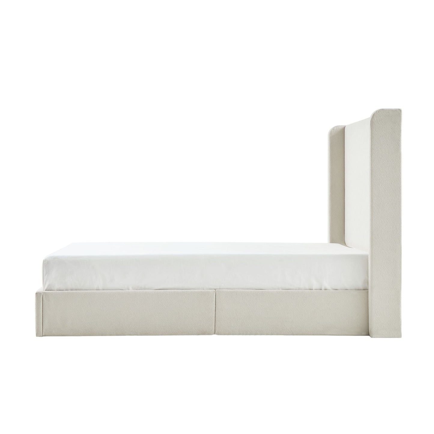 Carmen King Size Upholstered Wingback Bed Ivory by HouseOfZazla on Tampa Home & Garden Store