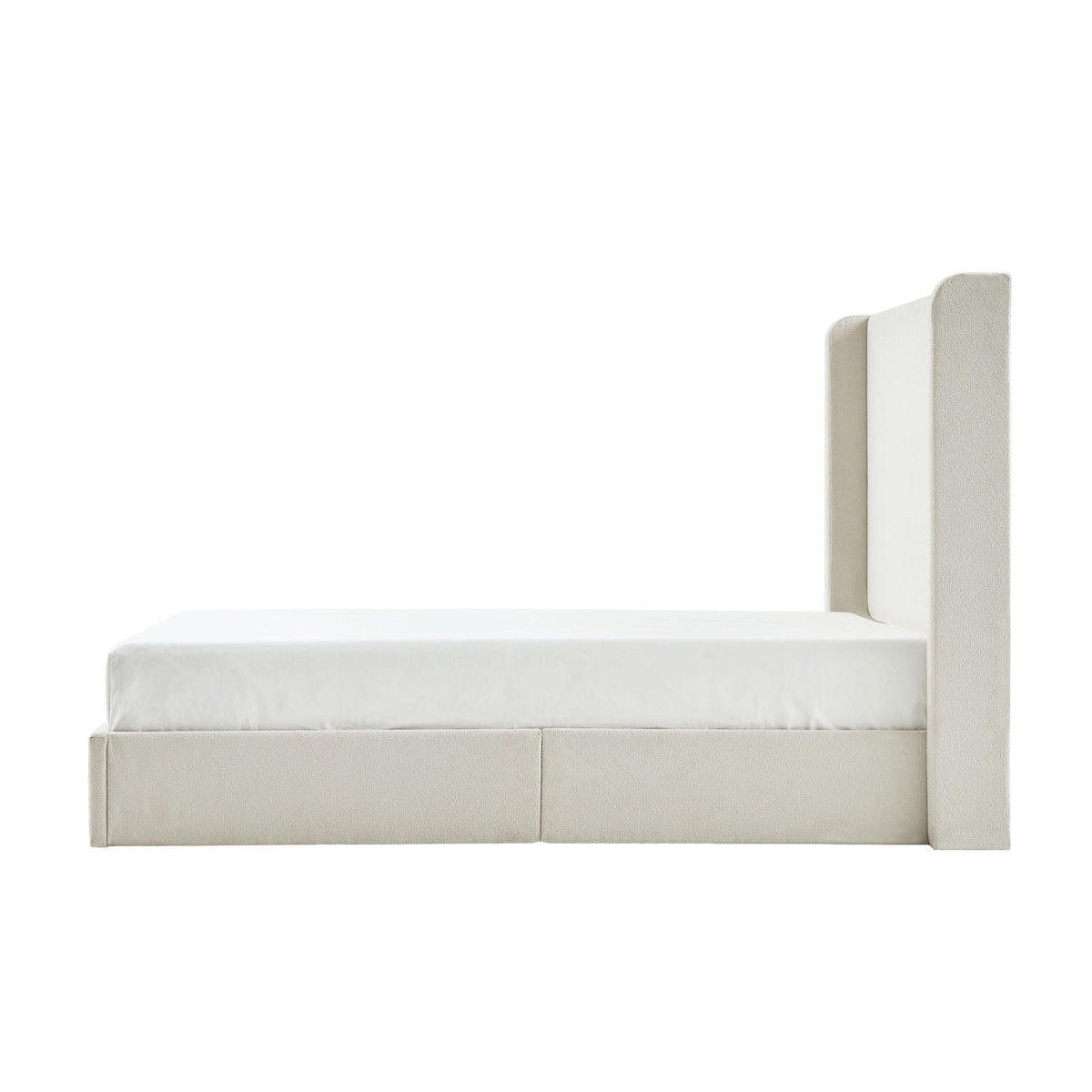 Carmen King Size Upholstered Wingback Bed Ivory by HouseOfZazla on Tampa Home & Garden Store