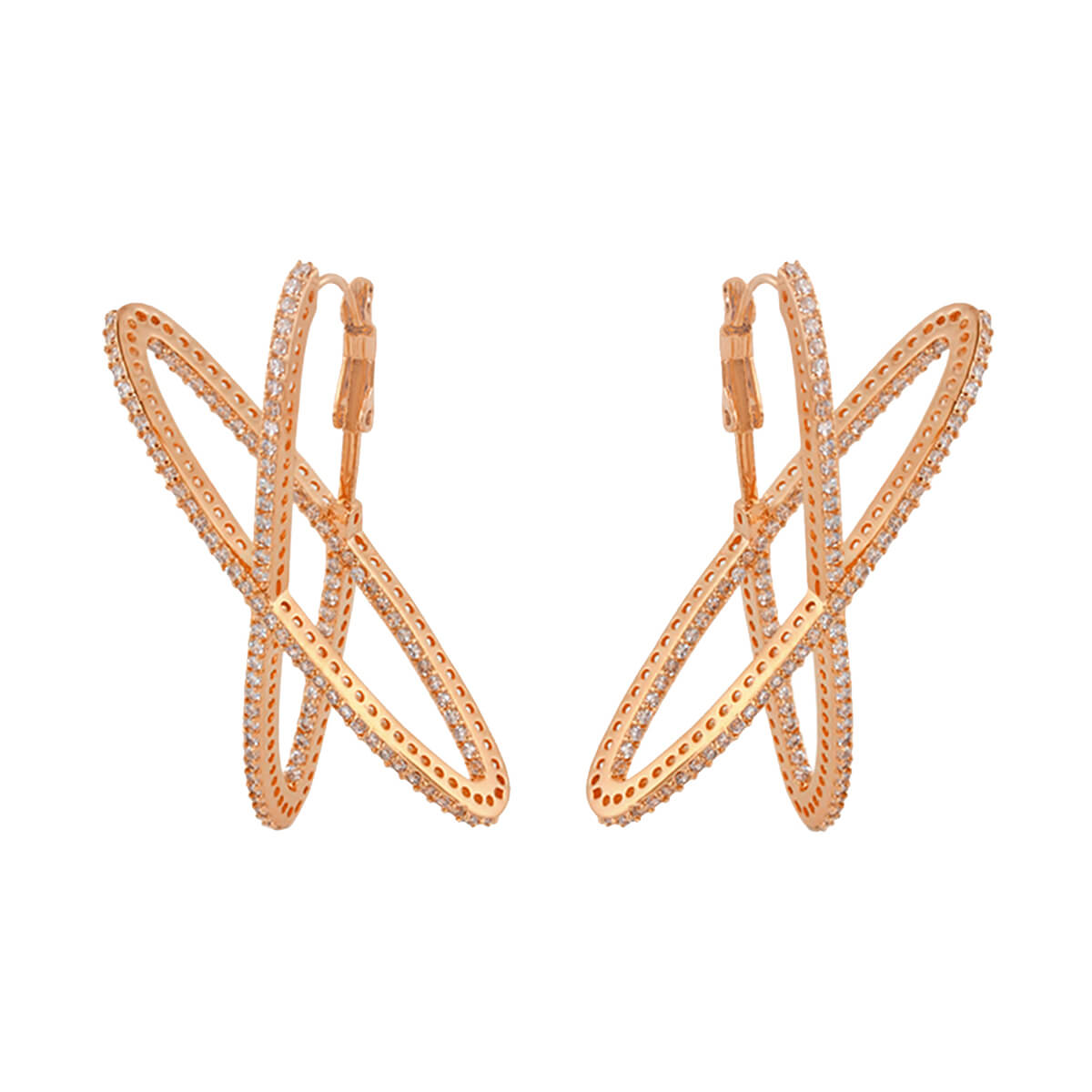 Axis Earrings rose gold-tone interlocking hoops adorned with crystals, set of two on Tampa Home & Garden Store