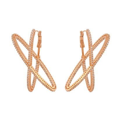 Axis Earrings rose gold-tone interlocking hoops adorned with crystals, set of two on Tampa Home & Garden Store