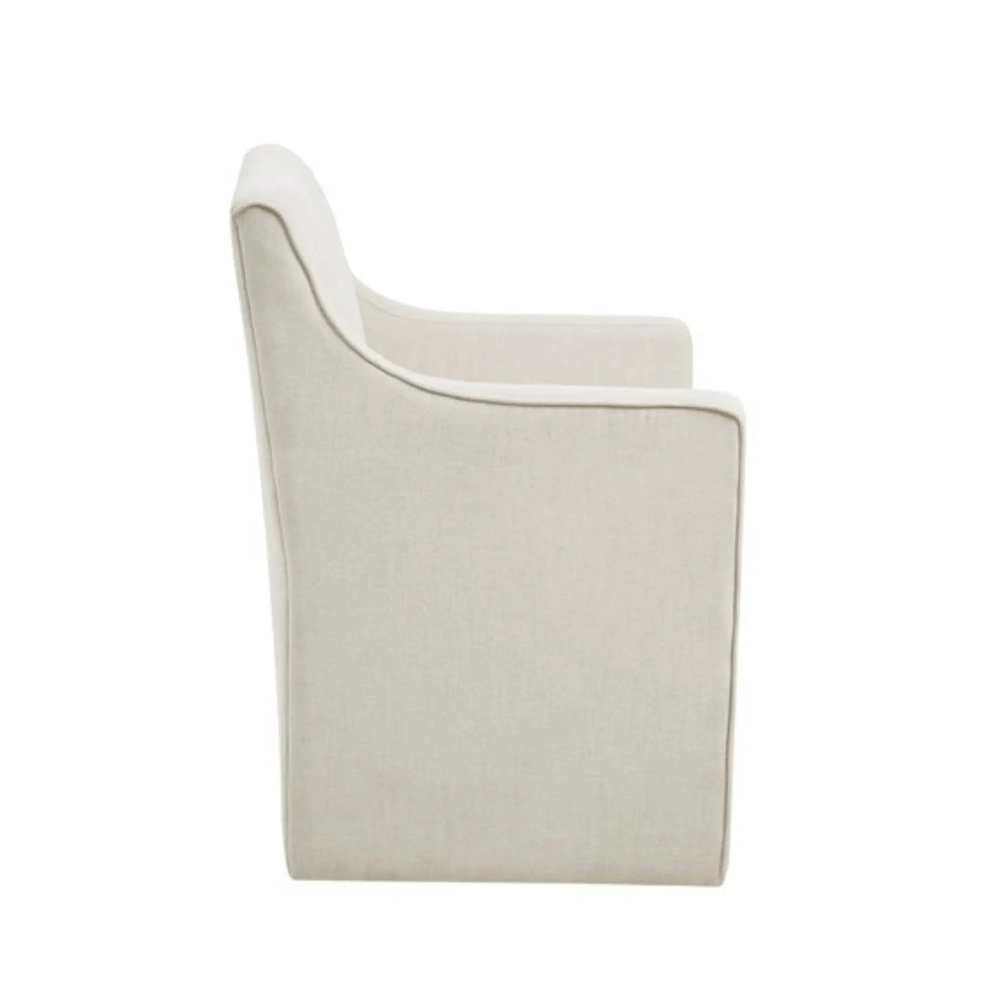 Traditional skirted dining arm chair in cream upholstery on Tampa Home & Garden Store