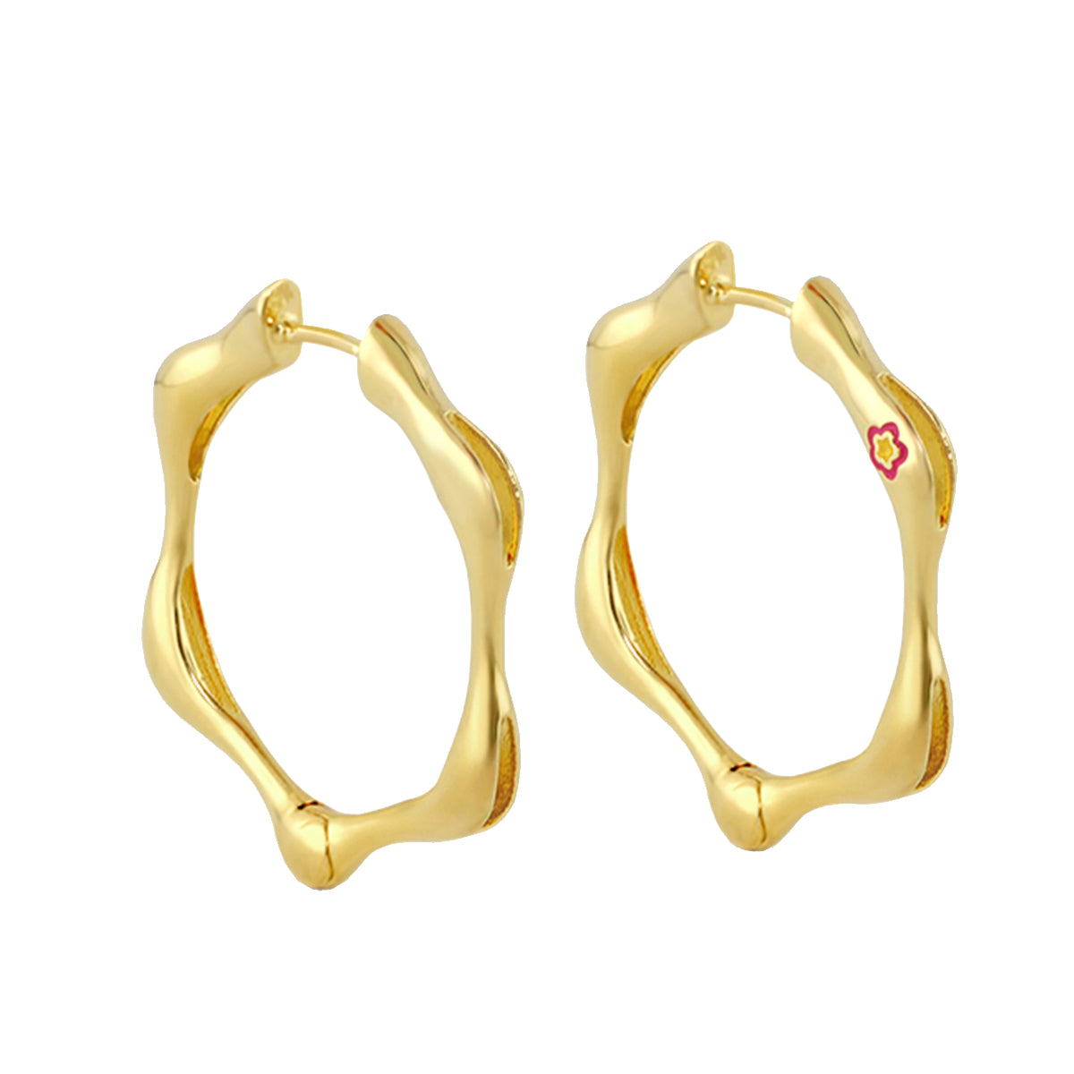 Socialite Earring pair, gold-tone irregular hoop design, Lauren G Adams on Tampa Home & Garden Store