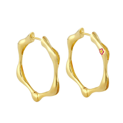 Socialite Earring pair, gold-tone irregular hoop design, Lauren G Adams on Tampa Home & Garden Store