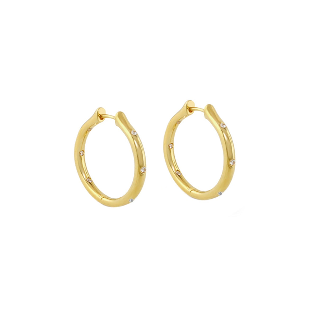 Socialite Earring pair, gold hoop earrings with small crystal accents by Lauren G Adams on Tampa Home & Garden Store