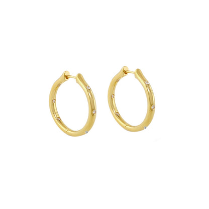 Socialite Earring pair, gold hoop earrings with small crystal accents by Lauren G Adams on Tampa Home & Garden Store