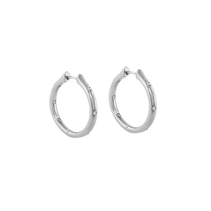 Socialite Earring by Lauren G Adams, two silver-tone hoop earrings with crystal accents on Tampa Home & Garden Store