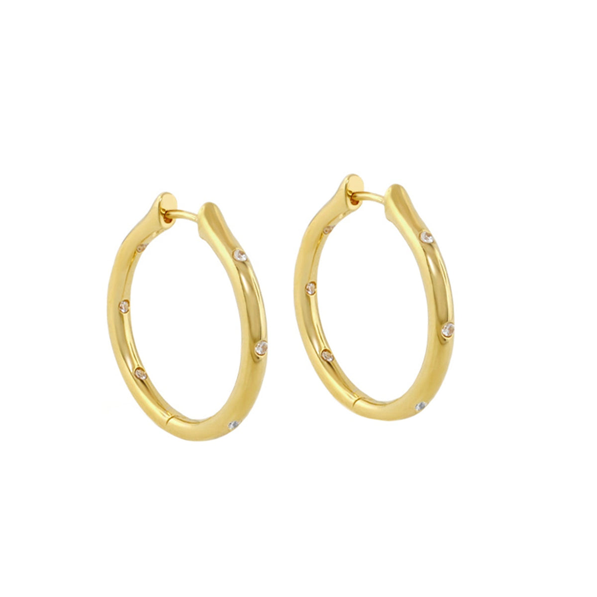 Socialite Earring by Lauren G Adams, pair of gold-tone hoop earrings with crystal accents on Tampa Home & Garden Store