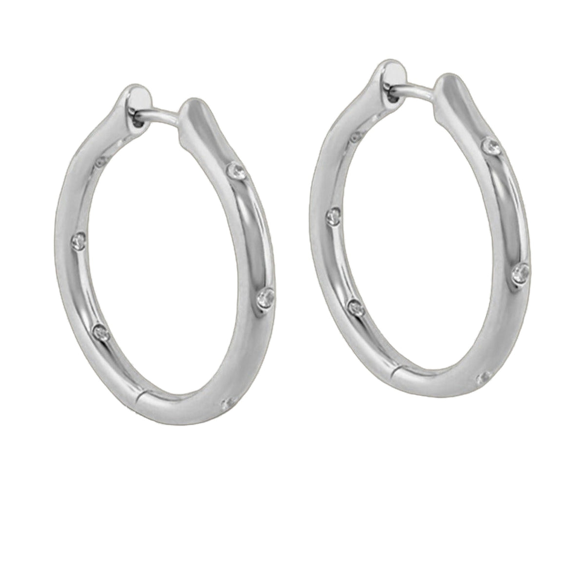 Socialite Earring pair, silver hoops with small crystals, by Lauren G Adams on Tampa Home & Garden Store
