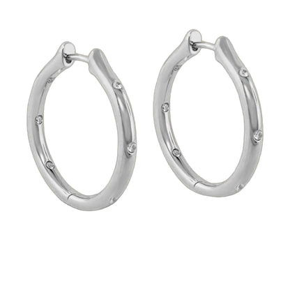 Socialite Earring pair, silver hoops with small crystals, by Lauren G Adams on Tampa Home & Garden Store