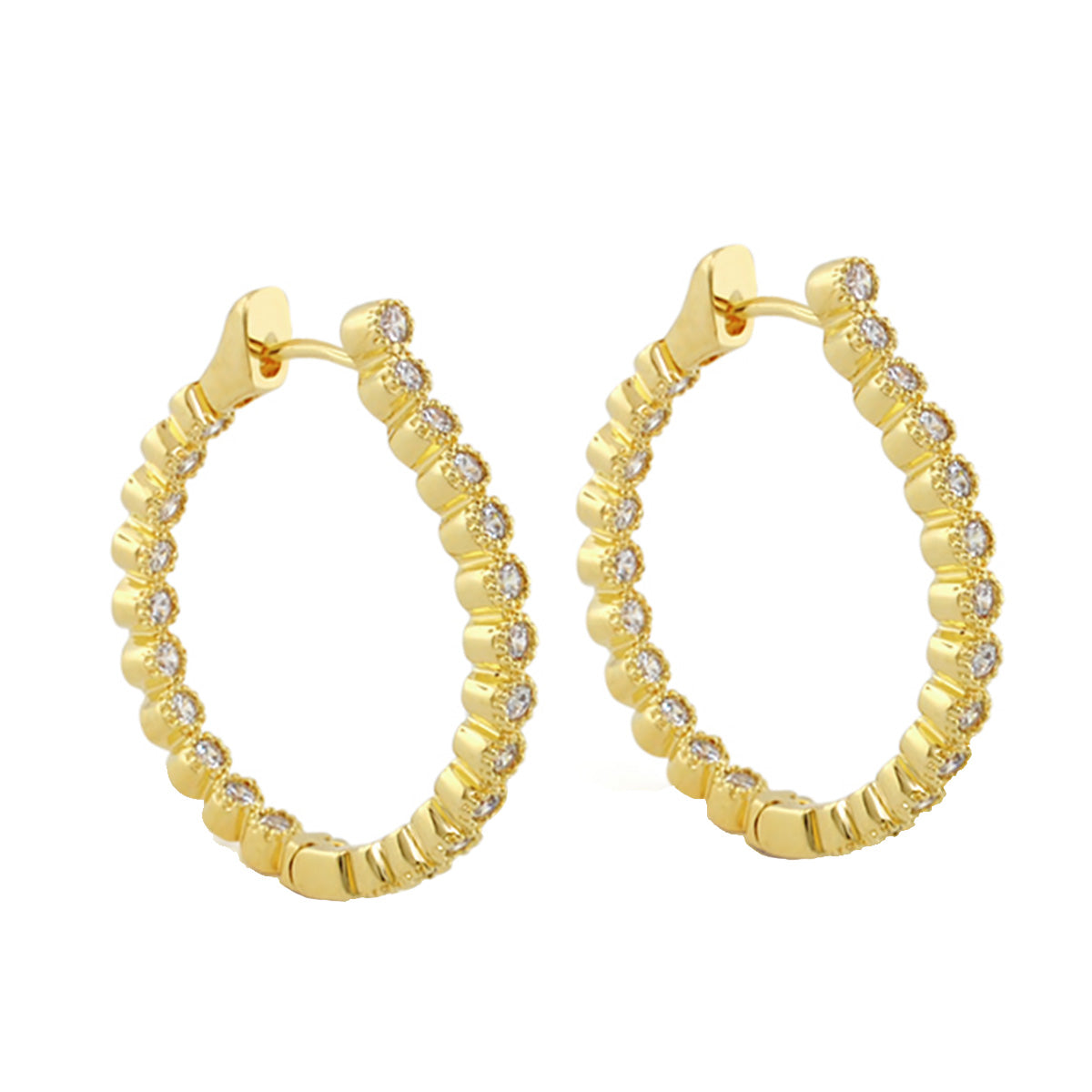 Socialite Earring gold-tone hoop with pavé diamonds, pair on Tampa Home & Garden Store