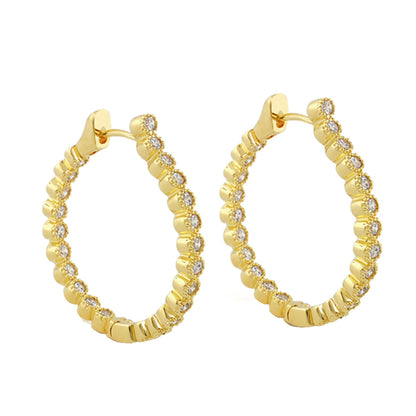 Socialite Earring gold-tone hoop with pavé diamonds, pair on Tampa Home & Garden Store