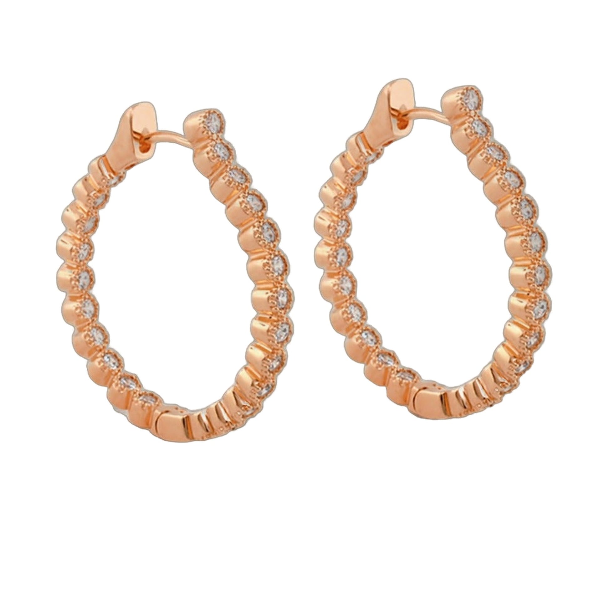 Socialite Earring pair in rose gold hoops with pavé crystals on Tampa Home & Garden Store