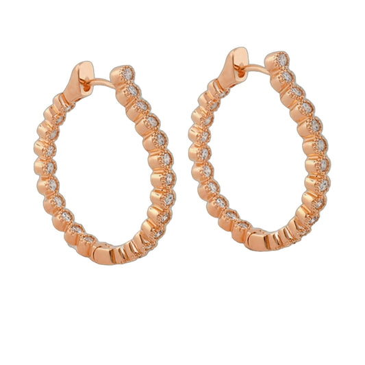 Socialite Earring pair in rose gold hoops with pavé crystals on Tampa Home & Garden Store