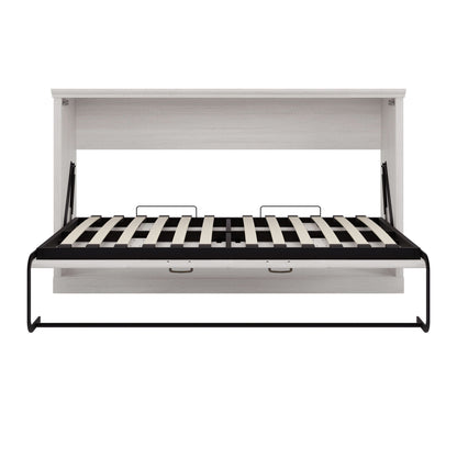 Twin size horizontal Murphy bed rustic white cabinet with black metal frame dual piston system on Tampa Home & Garden Store