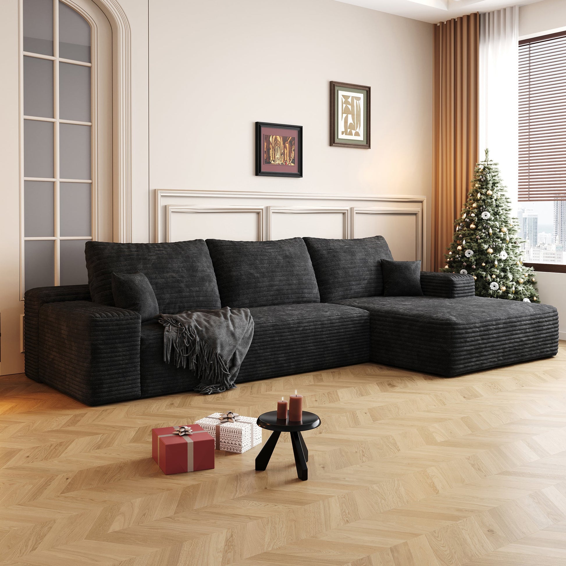 107in Cloud Sectional Sofa with L-shaped Chaise in charcoal gray by HouseOfZazla on Tampa Home & Garden Store