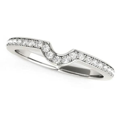 Diamond wedding band 14k white gold modern curved prong-set pavé diamonds 1/8 cttw on Tampa Home & Garden Store