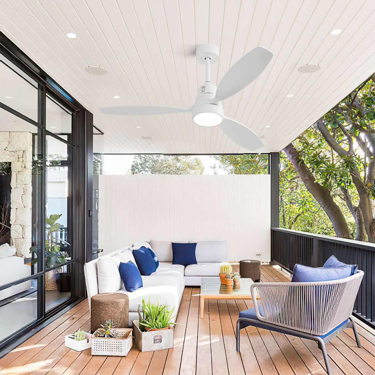 Ceiling fan with LED light and remote, white finish by HouseOfZazla on Tampa Home & Garden Store