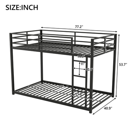 Metal bunk bed frame, black finish, low bunk with ladder by HouseOfZazla on Tampa Home & Garden Store