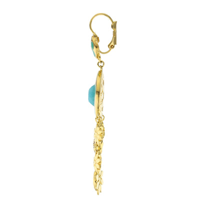 Floral Days Earrings Lauren G Adams, gold-tone hoops with turquoise stones on Tampa Home & Garden Store