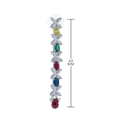 Long Xoxo Earrings Lauren G Adams silver-tone drop with colored stones 60 mm on Tampa Store on Tampa Home & Garden Store