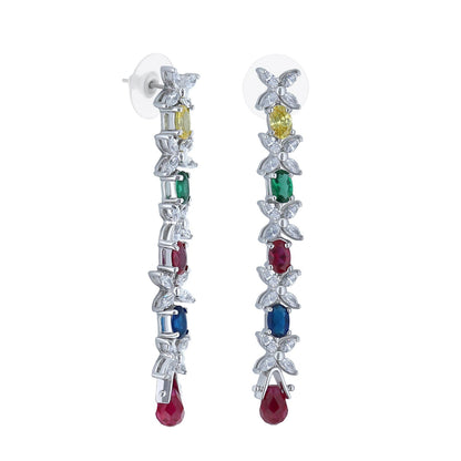 Long Xoxo Earrings by Lauren G Adams, silver earrings with gemstones and crystal flowers on Tampa Home & Garden Store