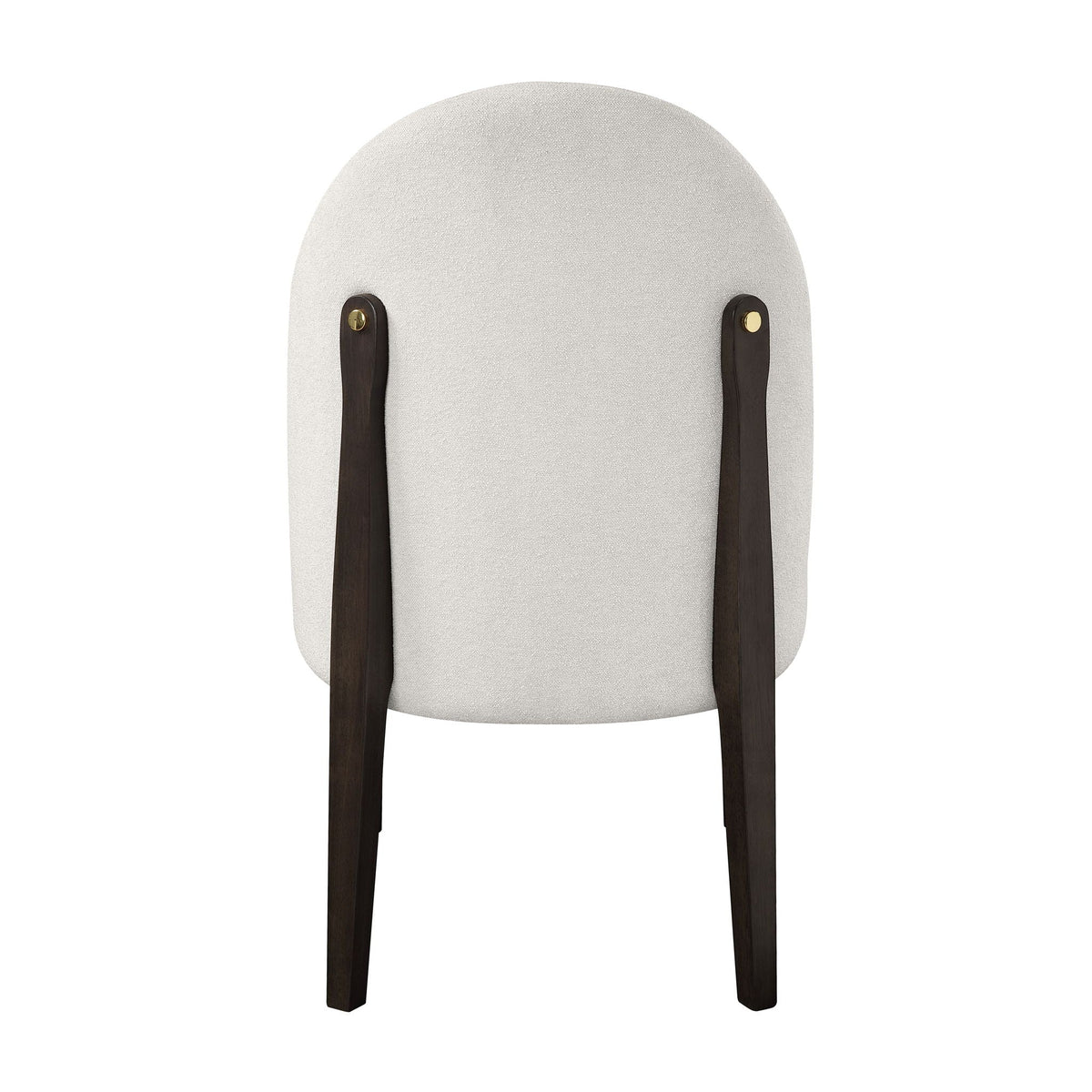Beige upholstered side chairs set of 2 with dark wood legs and strap accents on Tampa Home & Garden Store