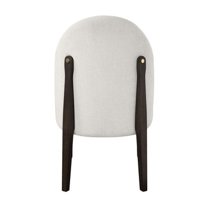 Beige upholstered side chairs set of 2 with dark wood legs and strap accents on Tampa Home & Garden Store