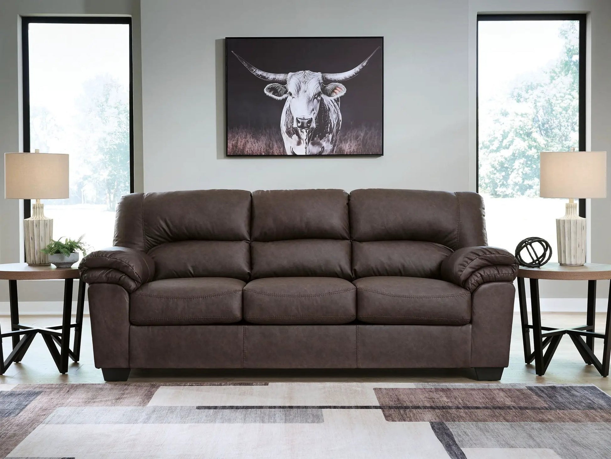WillowBend sofa, brown leather stationary sofa by Unique Piece Furniture on Tampa Home & Garden Store