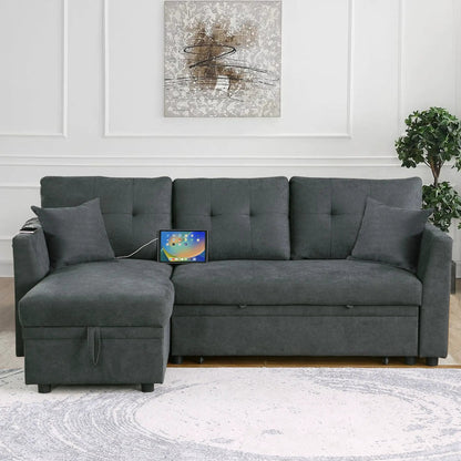 Sectional Sofa Bed L Shaped Sofa with USB Port